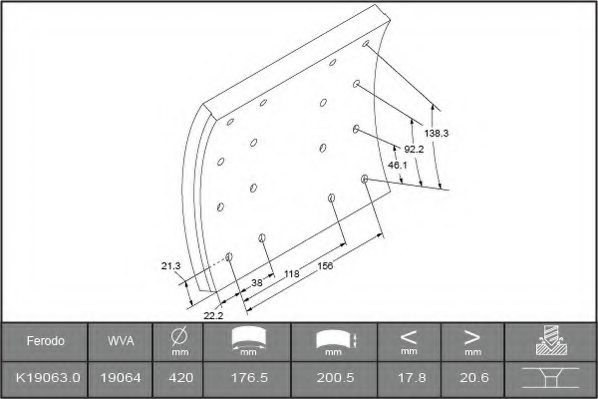 ABEX B2713159 Brake Lining Kit, drum brake
